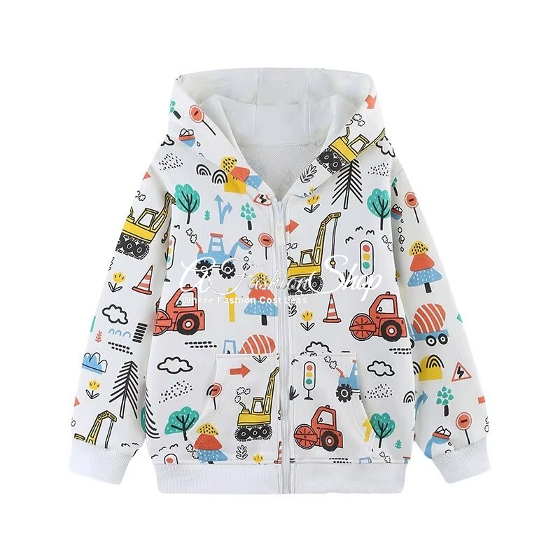 Kids’ Zip-up Hoodie Excavators Bulldozers