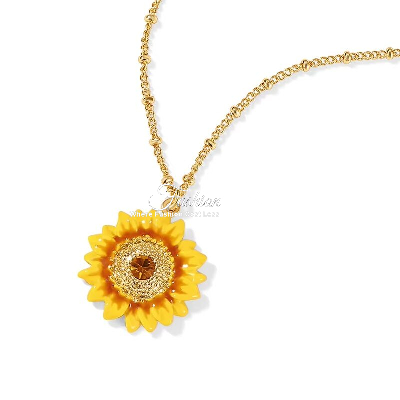 Summer Birthday Sunflower Necklace Gift