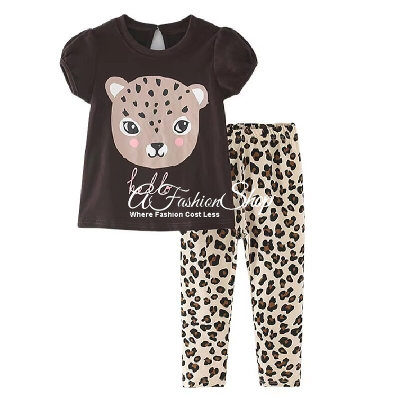 Girls Spring Love Leopard Print Legging Set