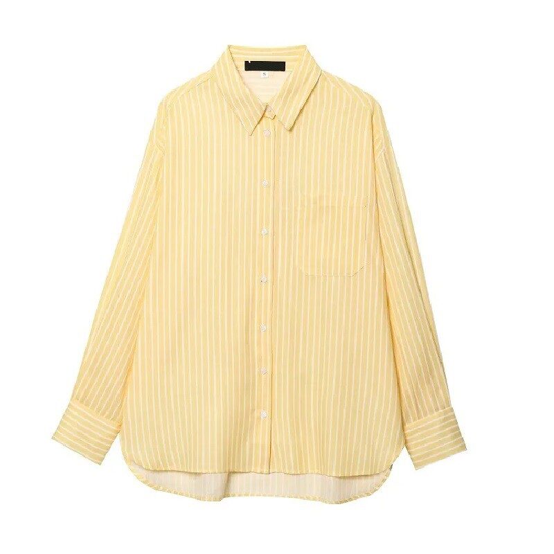 Jo Stripe Oversize Yellow Button-Up Shirt