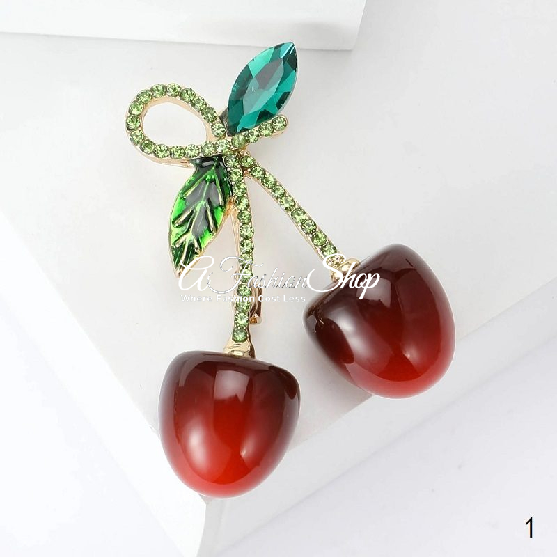 Red Cherry Brooches Cute Lapel Scarves Pin