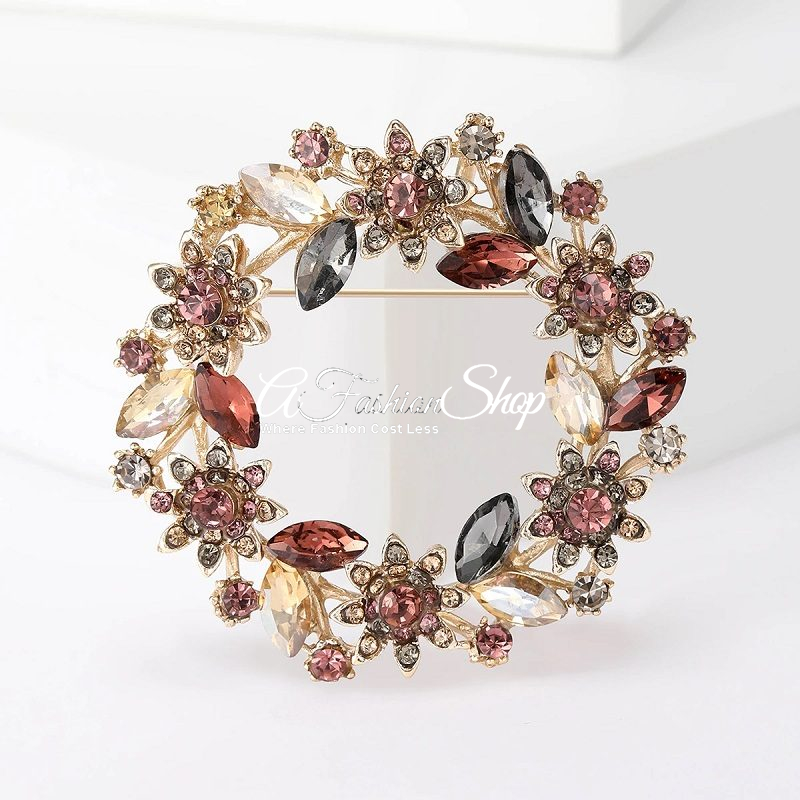 Flower Wreath Color Brooch