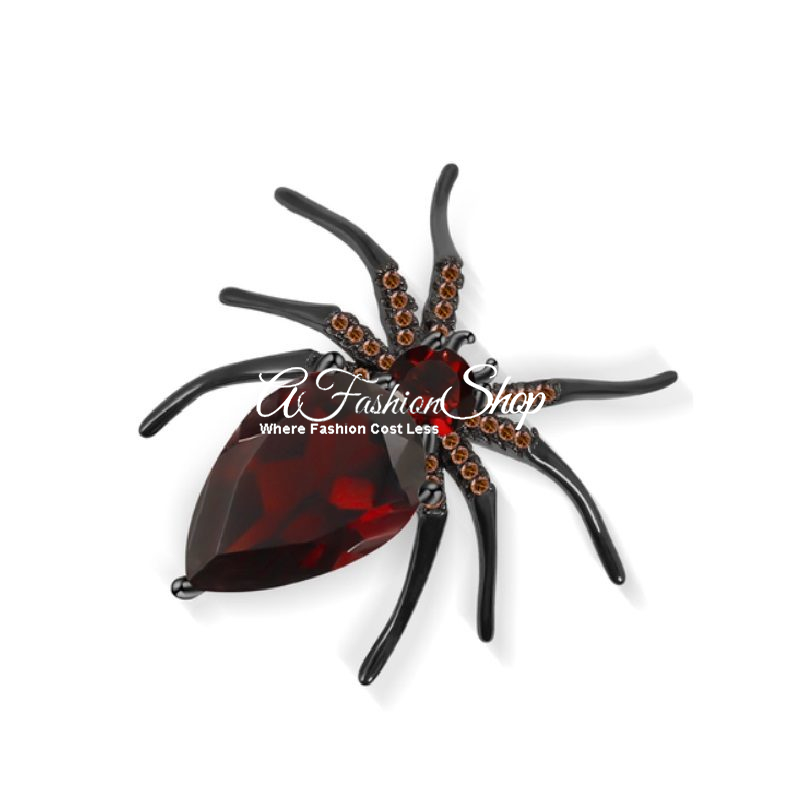 Itsy Bitsy Spider Garnet Glamorous Brooch