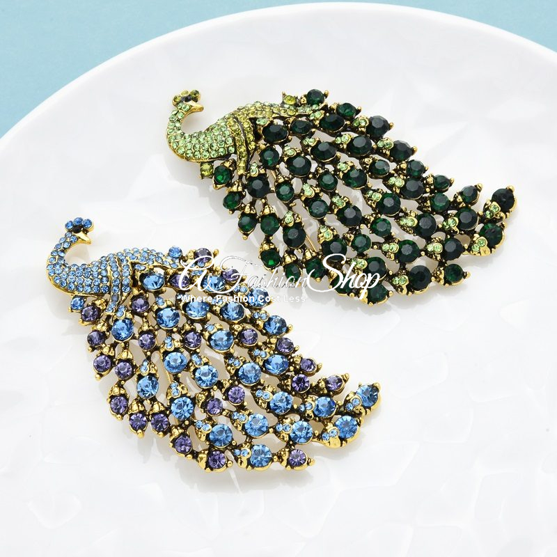 Big Brooch Colorful Peacock
