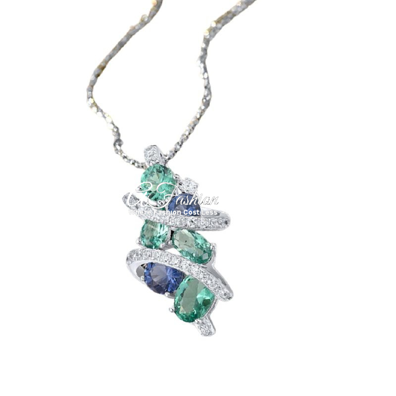 Infinity Twist Green Blue Spinel Pendant ONLY