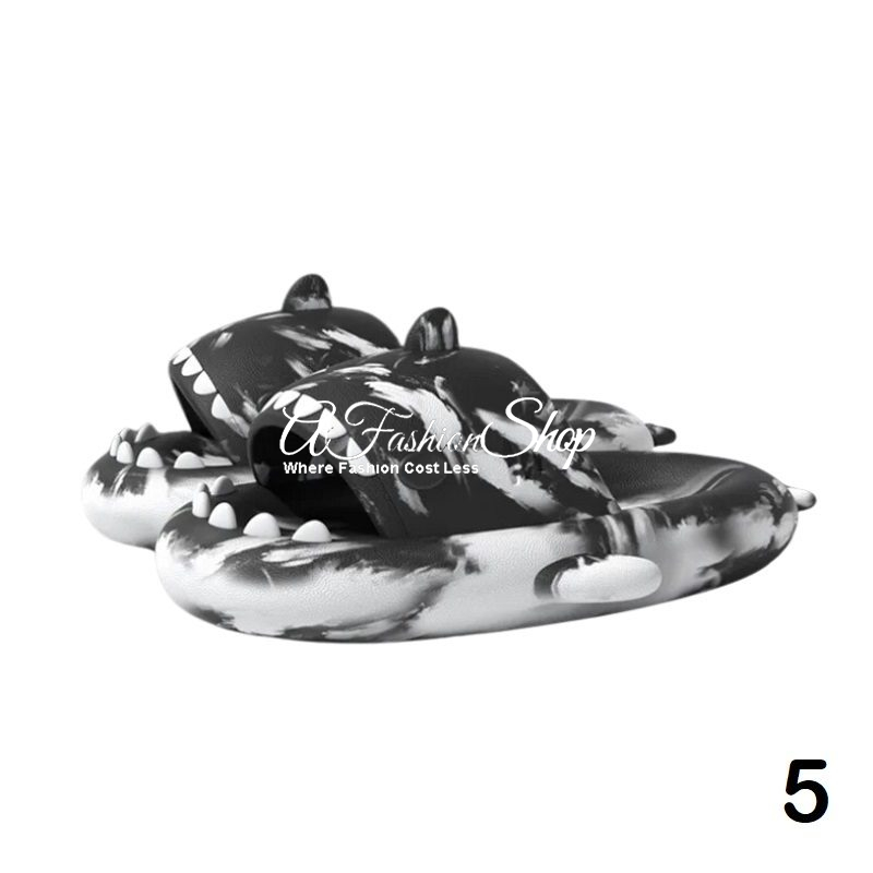 Shark Beach Splash Sandals Slip-On Black White