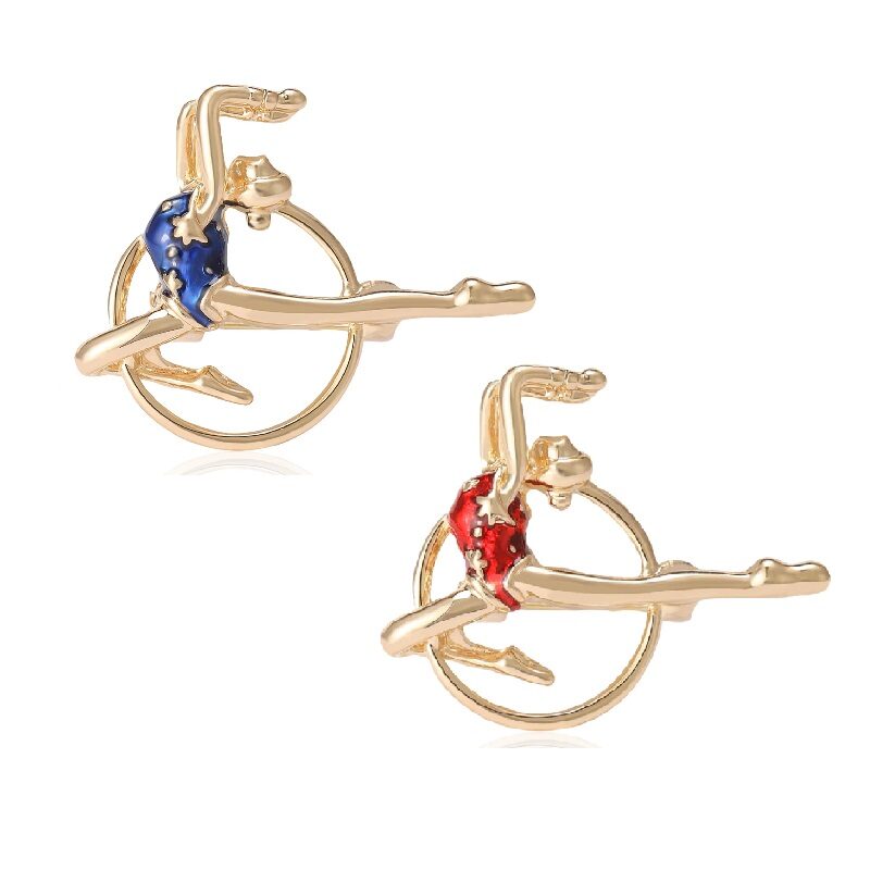 Ballet Girl Brooch Enamel Red/Blue