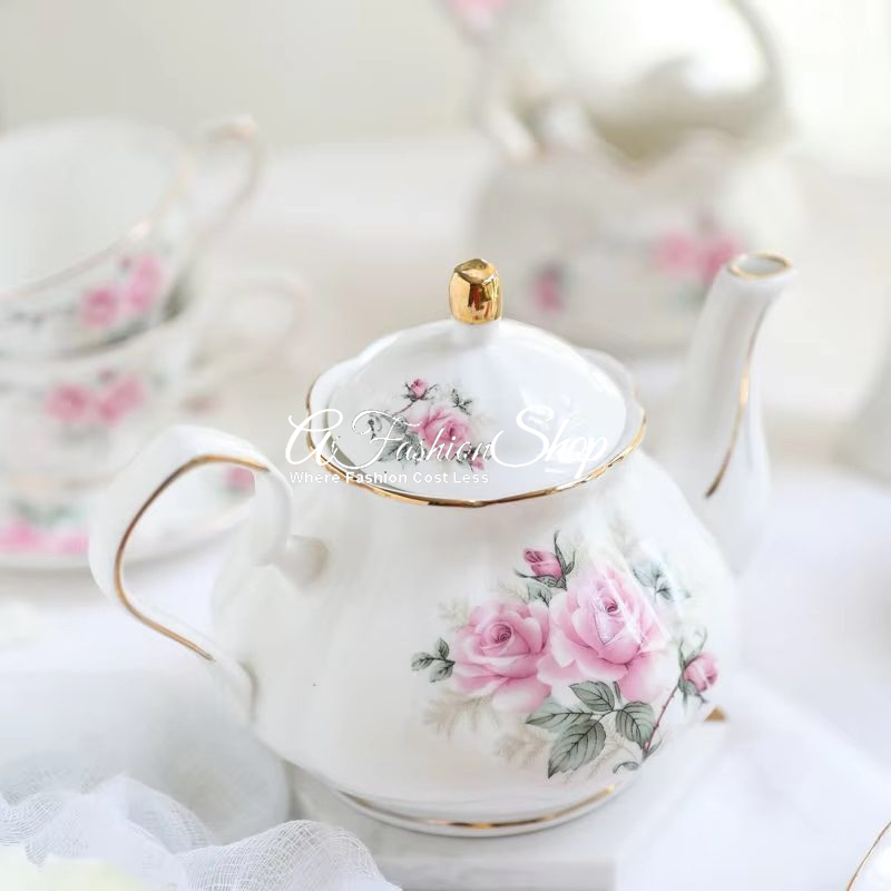 Brit Blush Bloom Porcelain Teapot Pink Rose