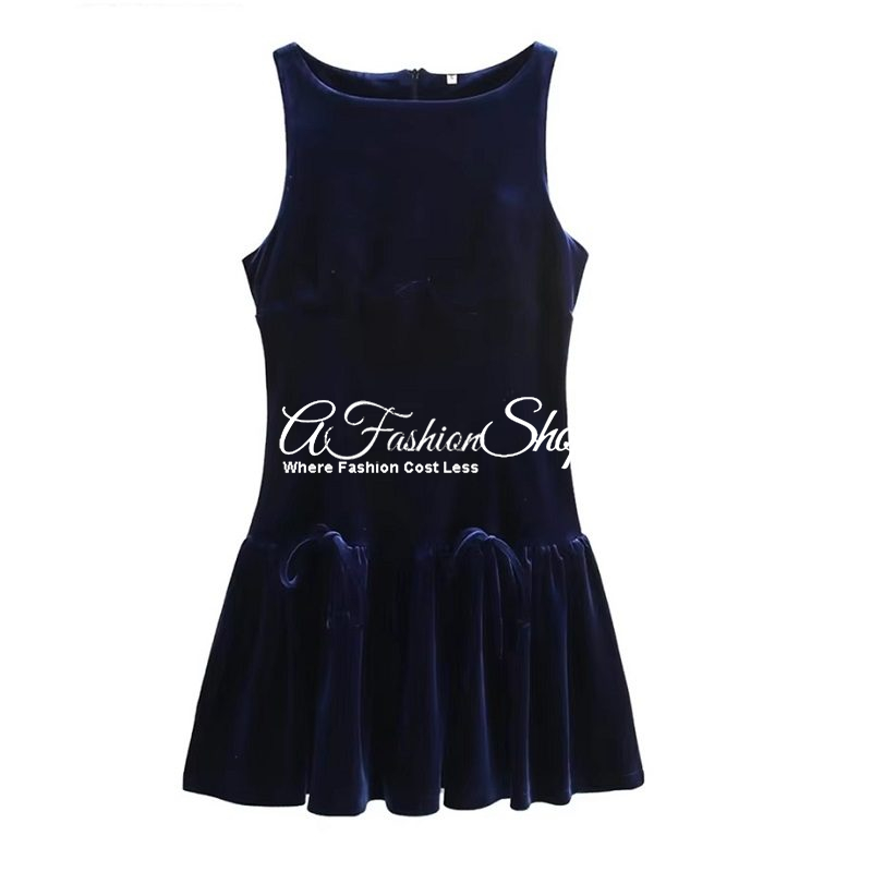 People Velvet Babydoll Minidress