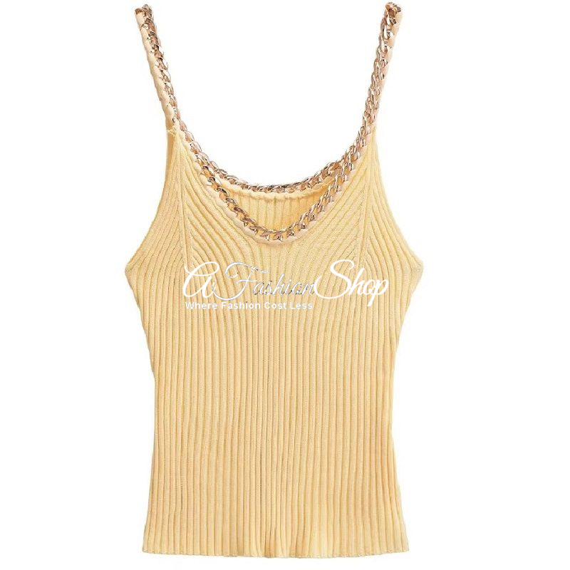 Camisole With Chain Yellow Black White