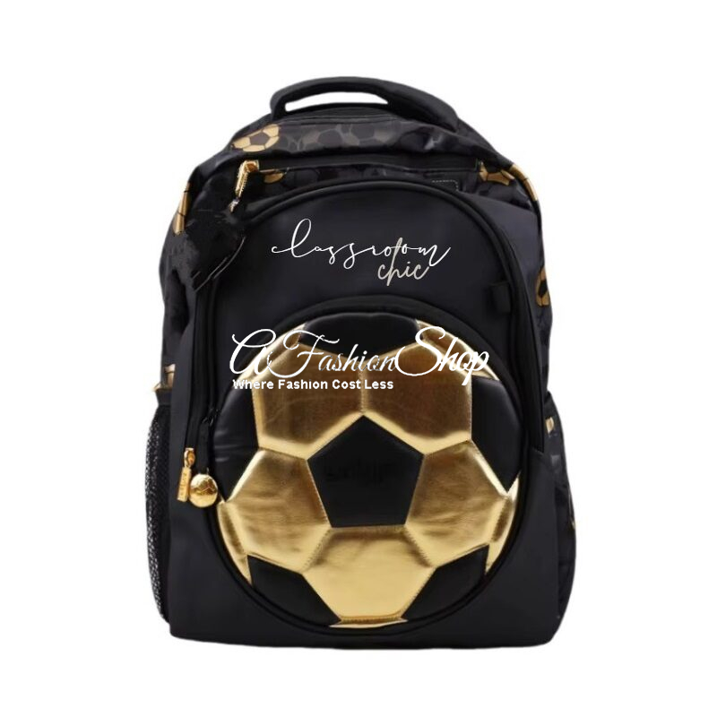 School Ready: Golden Football 16″ Backpack Gold Zipper
