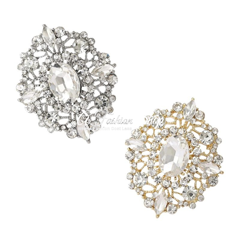 Crystal Amulet Brooch Gold/Silver