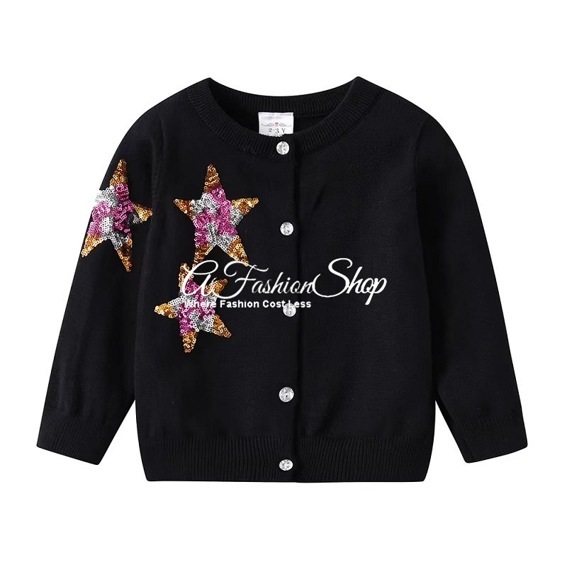Twinkly Sequin Black Cardigan- Starry Star