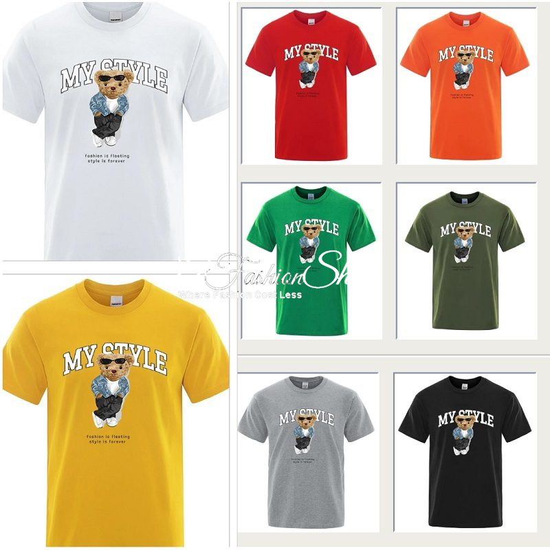 Men’s Graphic Cotton Bear Style T-Shirt