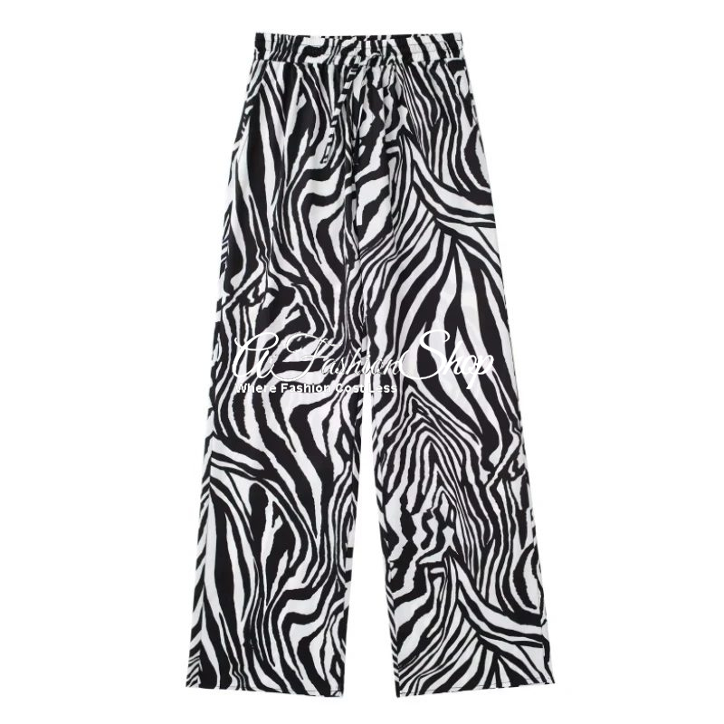 Cotton Blend Drawstring Leopard Print Cargo Pant