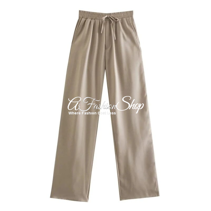 Angie Wide Leg Brown Khaki Pant