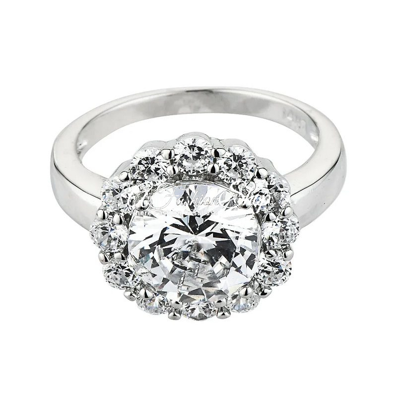 Inspired Diamond Crystal Flower Silver Ring