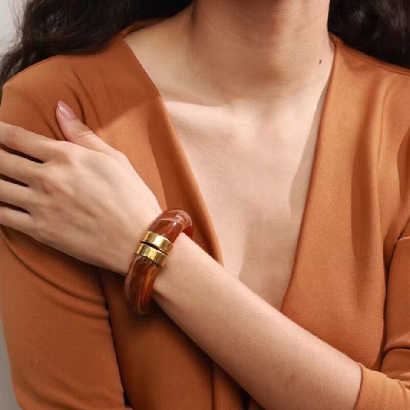 Dazzler Orbit Bangle Bracelet Marbled Acrylic