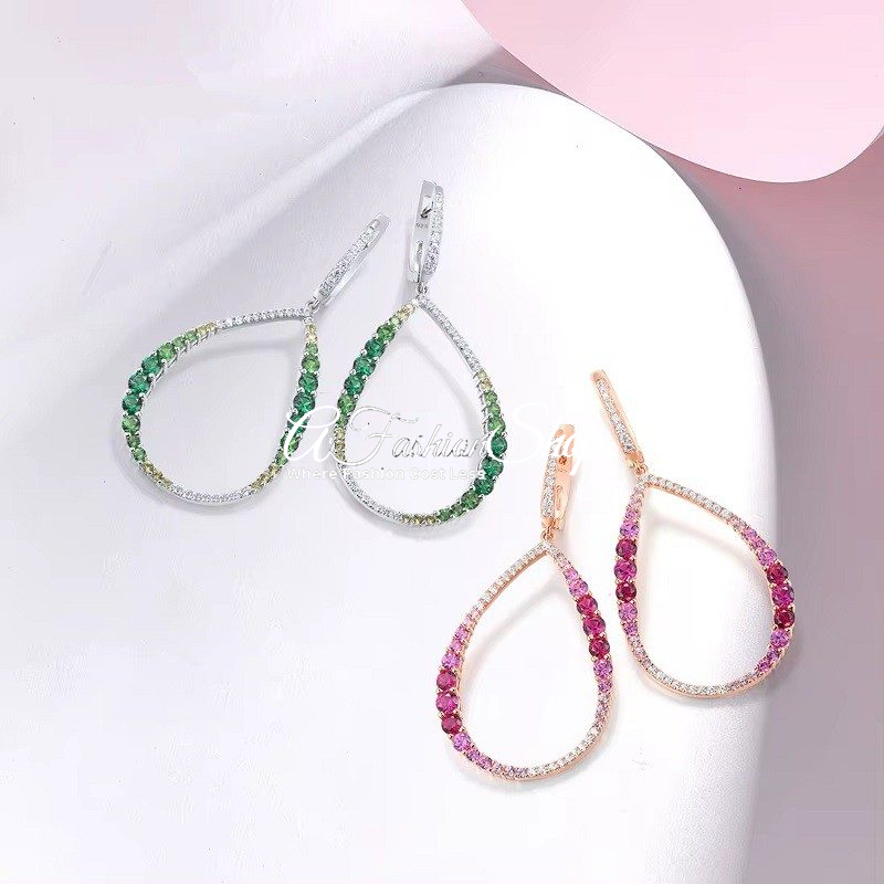 Bridal Crystal Hoop Earring Silver/Rose Gold