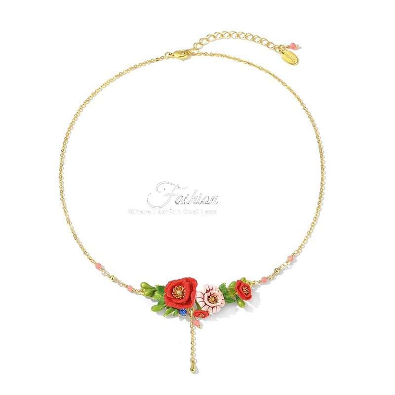French Couture Peony Rose Necklace Iris-istible