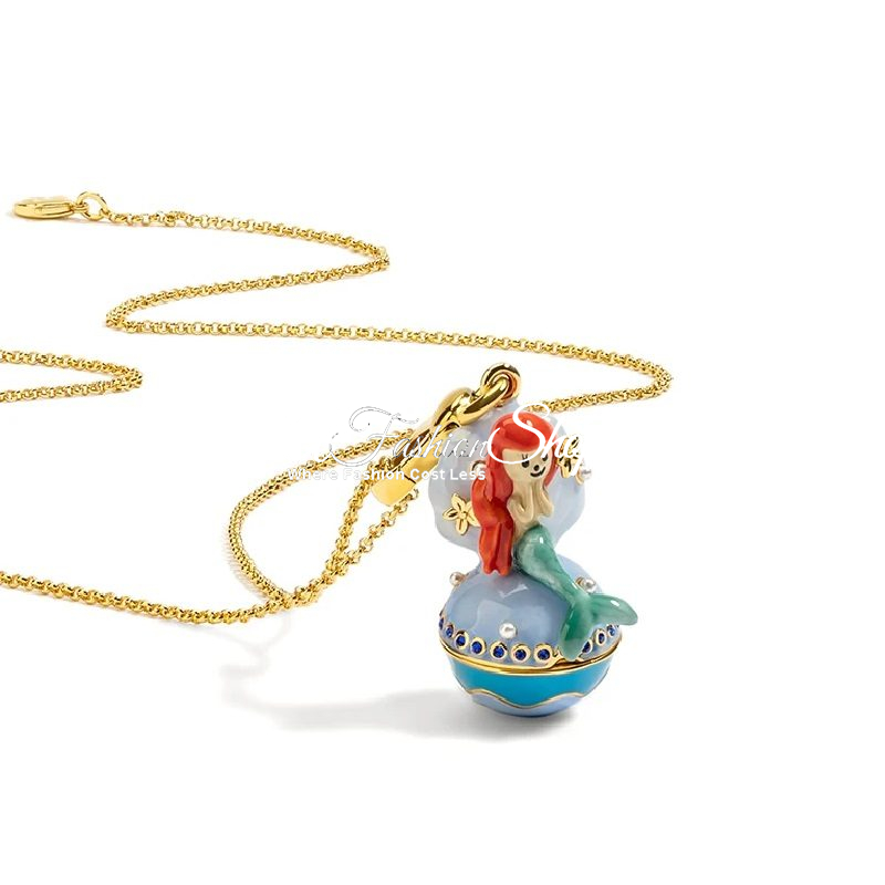Ariel Mermaid Dangle Charm Pendant+Necklace