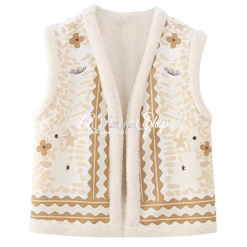 Open Front Neutral Color Vest Jacket