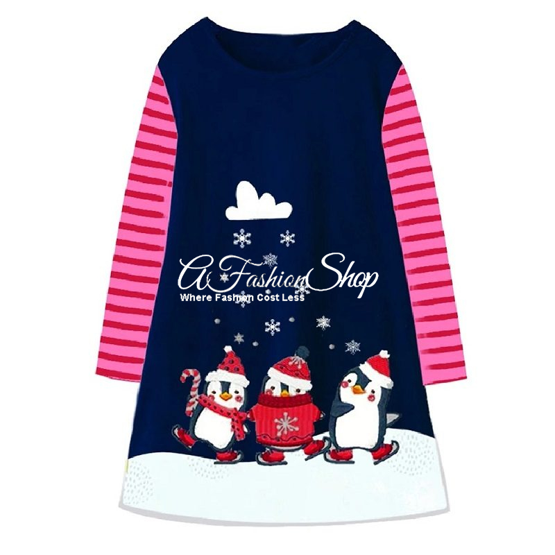 Girls’ Holiday Penguin Winterland Dress