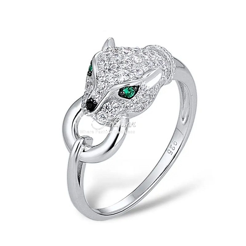 Panther Leopard Ring Green Spinel Eye