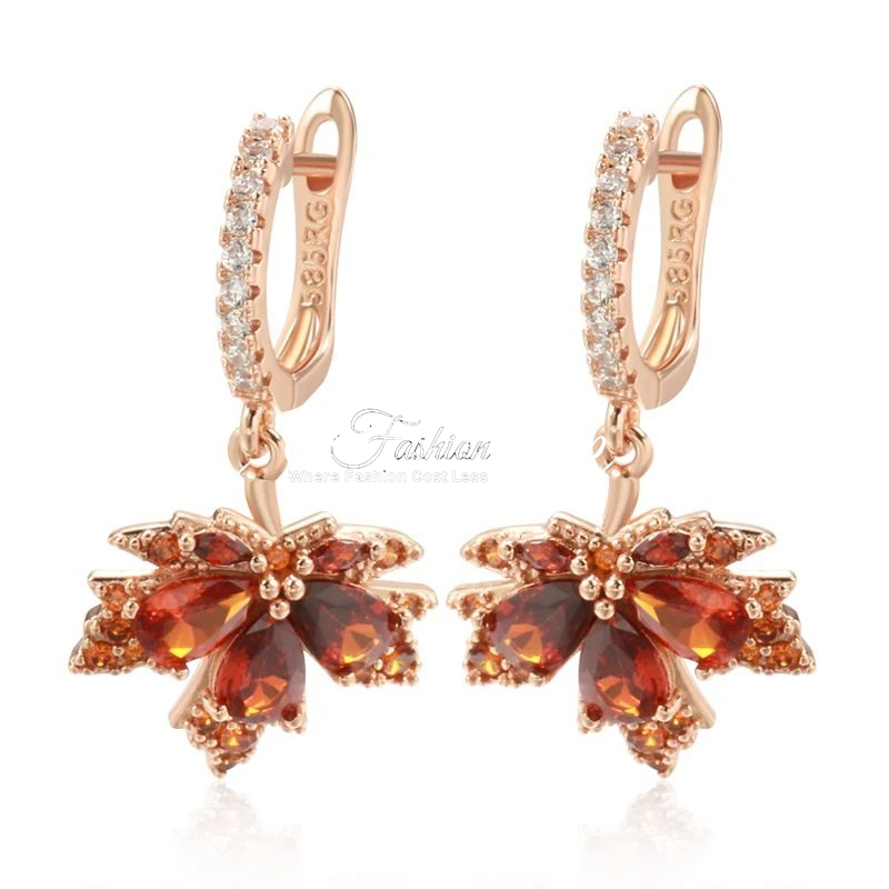 Maple Leaf Rose Gold Drop Earring