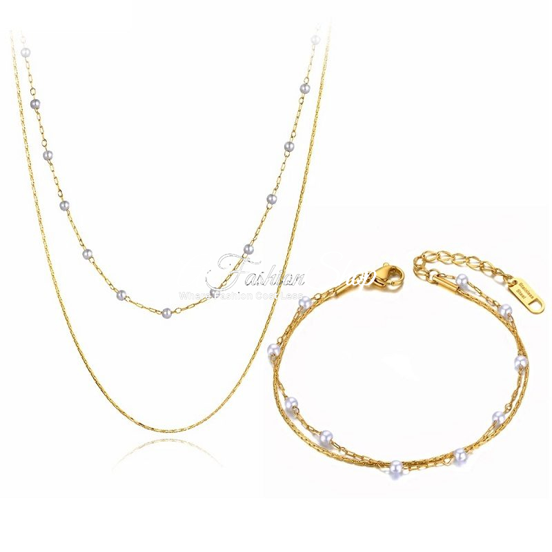 Radiance Stainless Steel Gold Jewelry Set