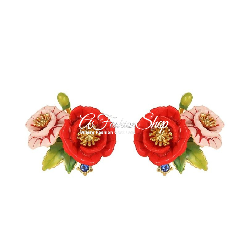 French Couture Peony Rose Earrings Iris-istible