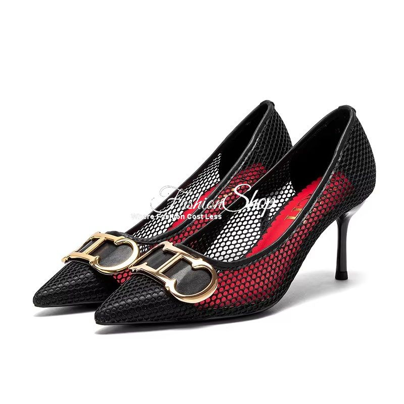 Mesh Textured PowerHeels Black