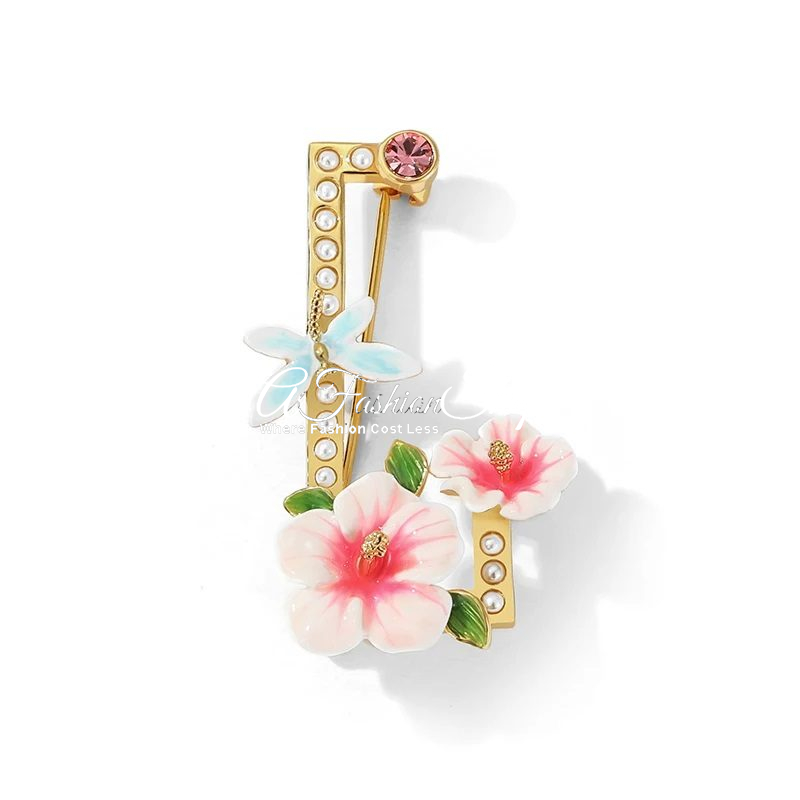 French Couture Hibiscus Brooch