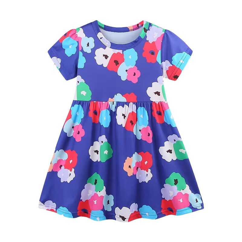 Peonies Petal Blue Cotton Dress