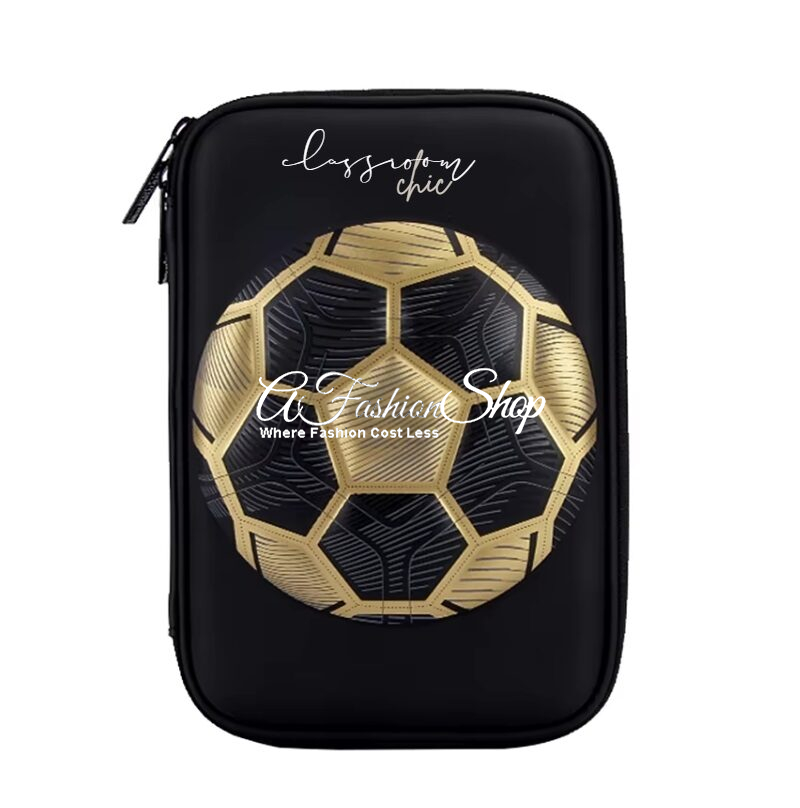 Kid Essential Golden Football Hardtop Pencil Case