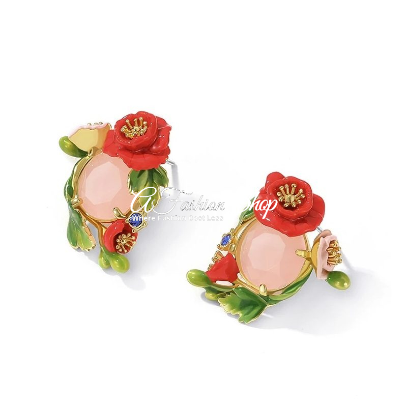 Peony Rose Halo Stud Earrings Iris-istible