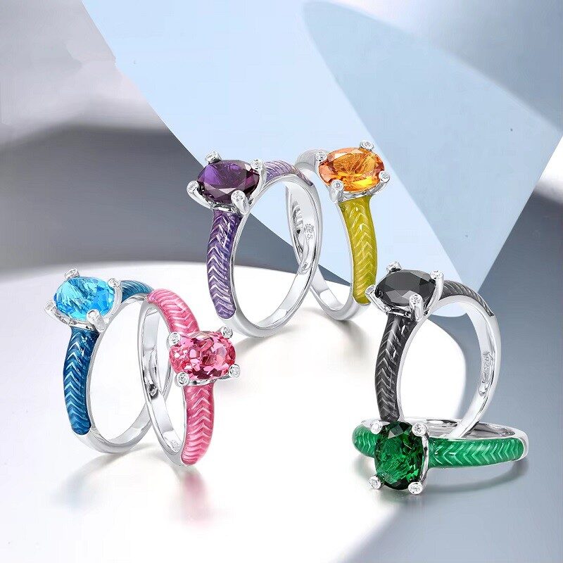 Multicolor Stone 925 Stackable Ring