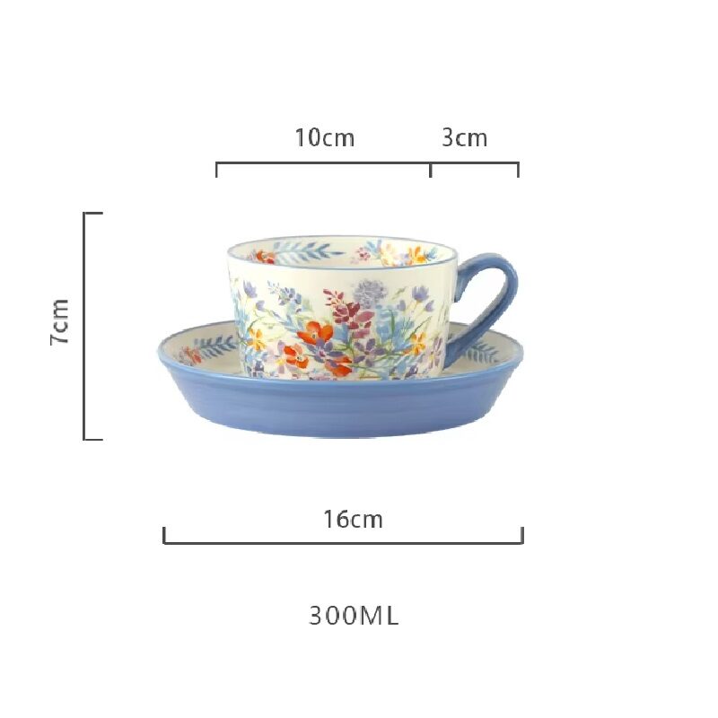 British Ceramic Cup+Saucer- Viscri Meadow