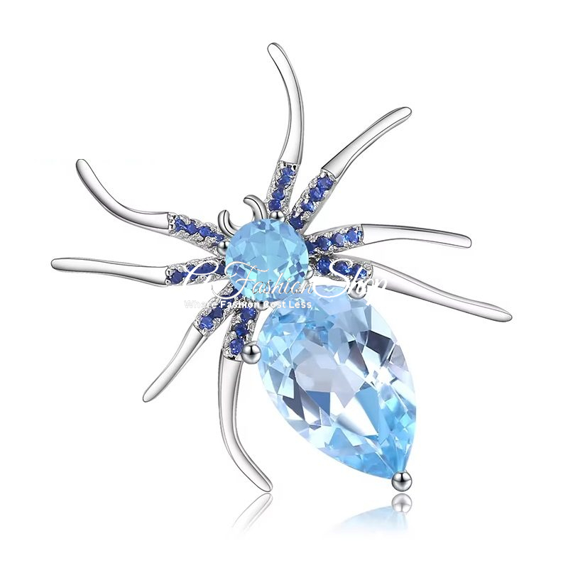 Blue Itsy Bitsy Spider Brooch With Character