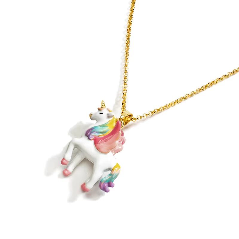 Artisan Unicorn Pendant Necklace 18K Gold Plated