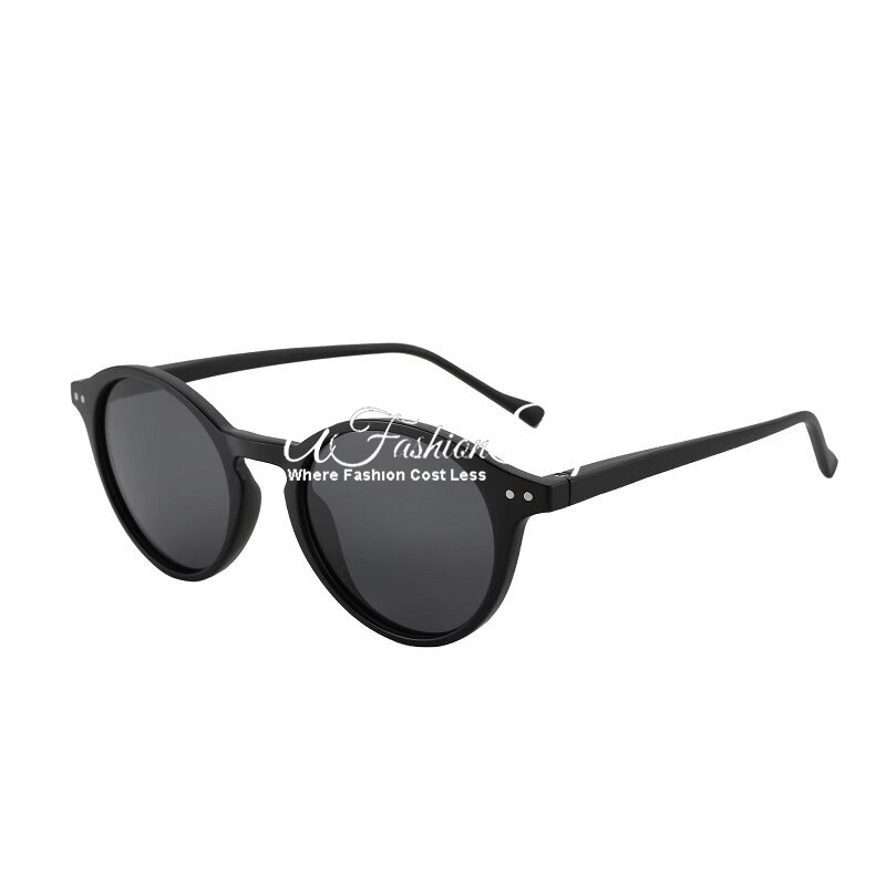 Ultra-Light Polarized Round Retro Sunglasses Black