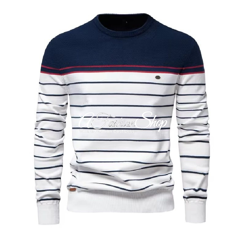 Polo Shirt Navy Striped White Sweater