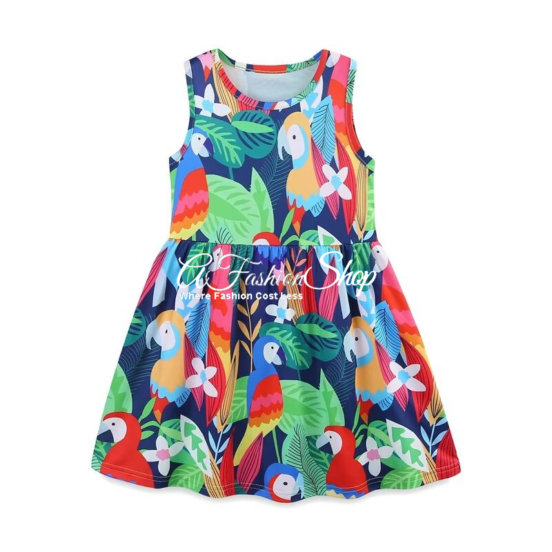 Poppy Pippin Bird Pattern Girl Sundress