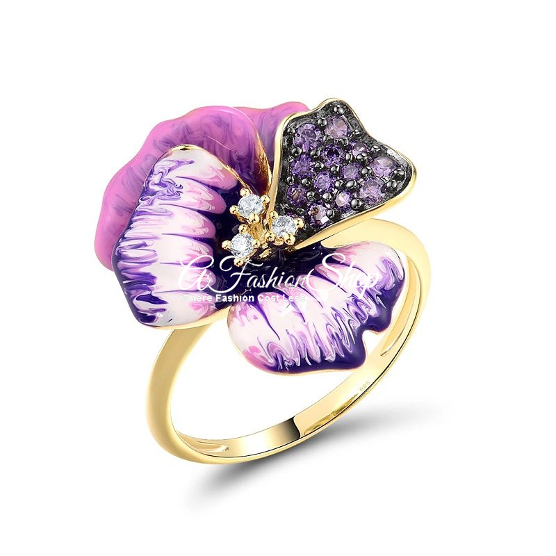 Purple Color Amethyst CZ Cocktail Ring
