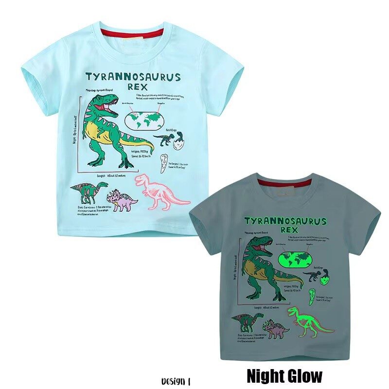 Night Glow Boys T-Shirt  T-Rex Dinosaur