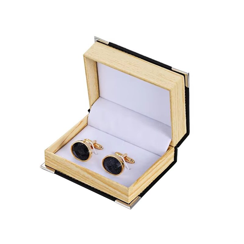 Midnight Black Gold-tone Cufflinks