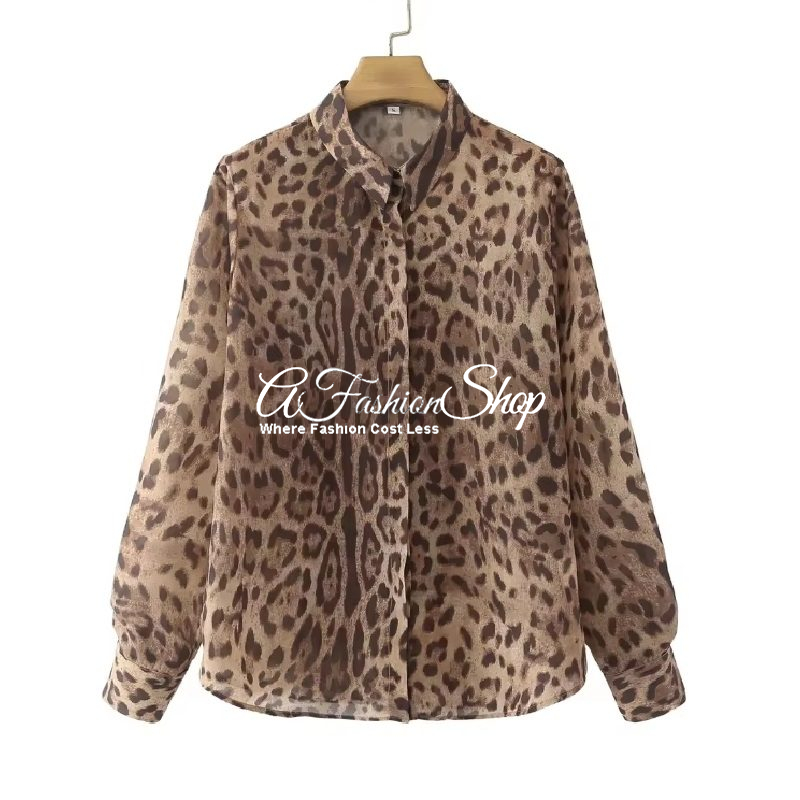 Women’s Leopard Print Long Sleeve Shirt