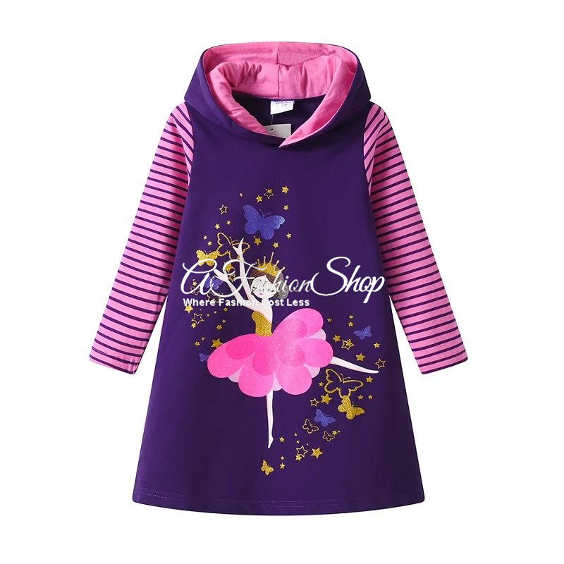 Spring Girls Cotton Hoodie Fairy Prints Dress