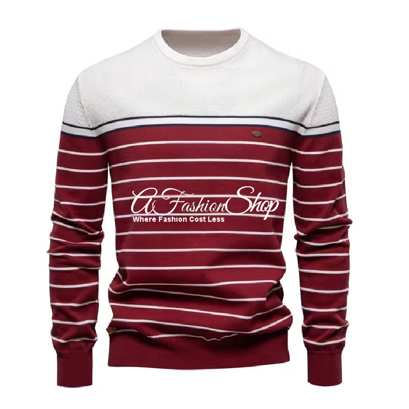 Red Velvet Knit Striped Beige Sweater