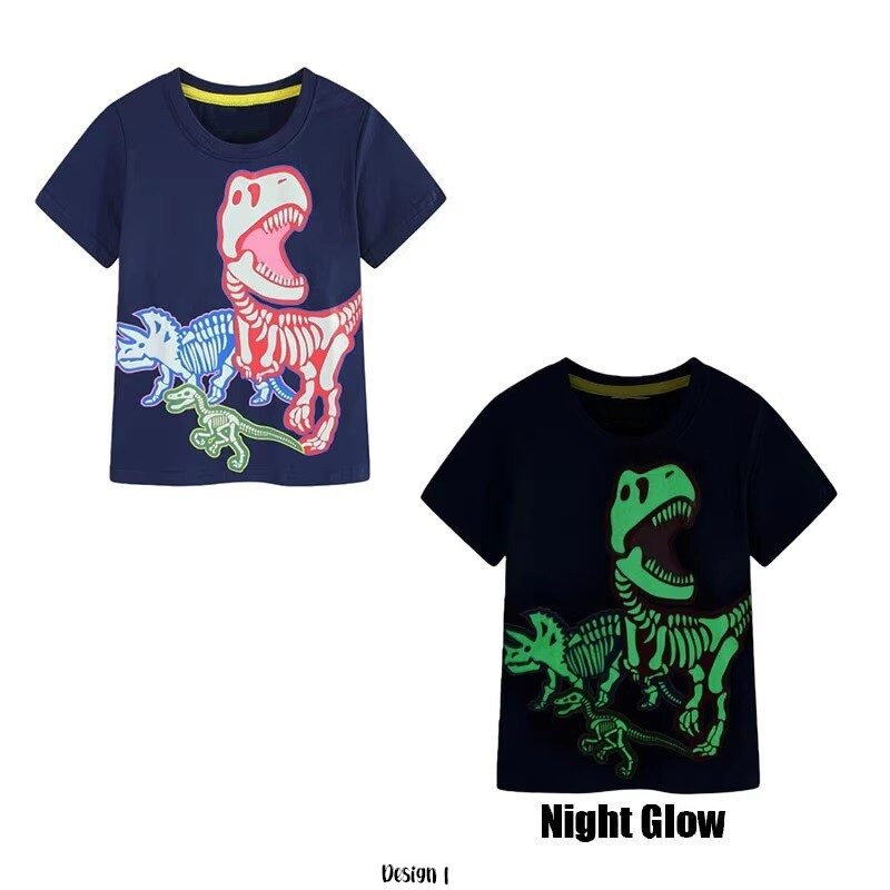 Night Glow Jurassic Fun Cotton Tee for Boys (2–7T)